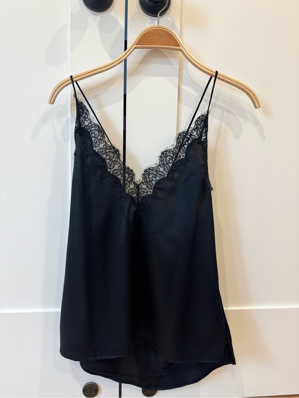 Cami NYC Black Satin Lace-Trim Everly Cami